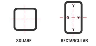 Steel tube square and rectangular diagrams